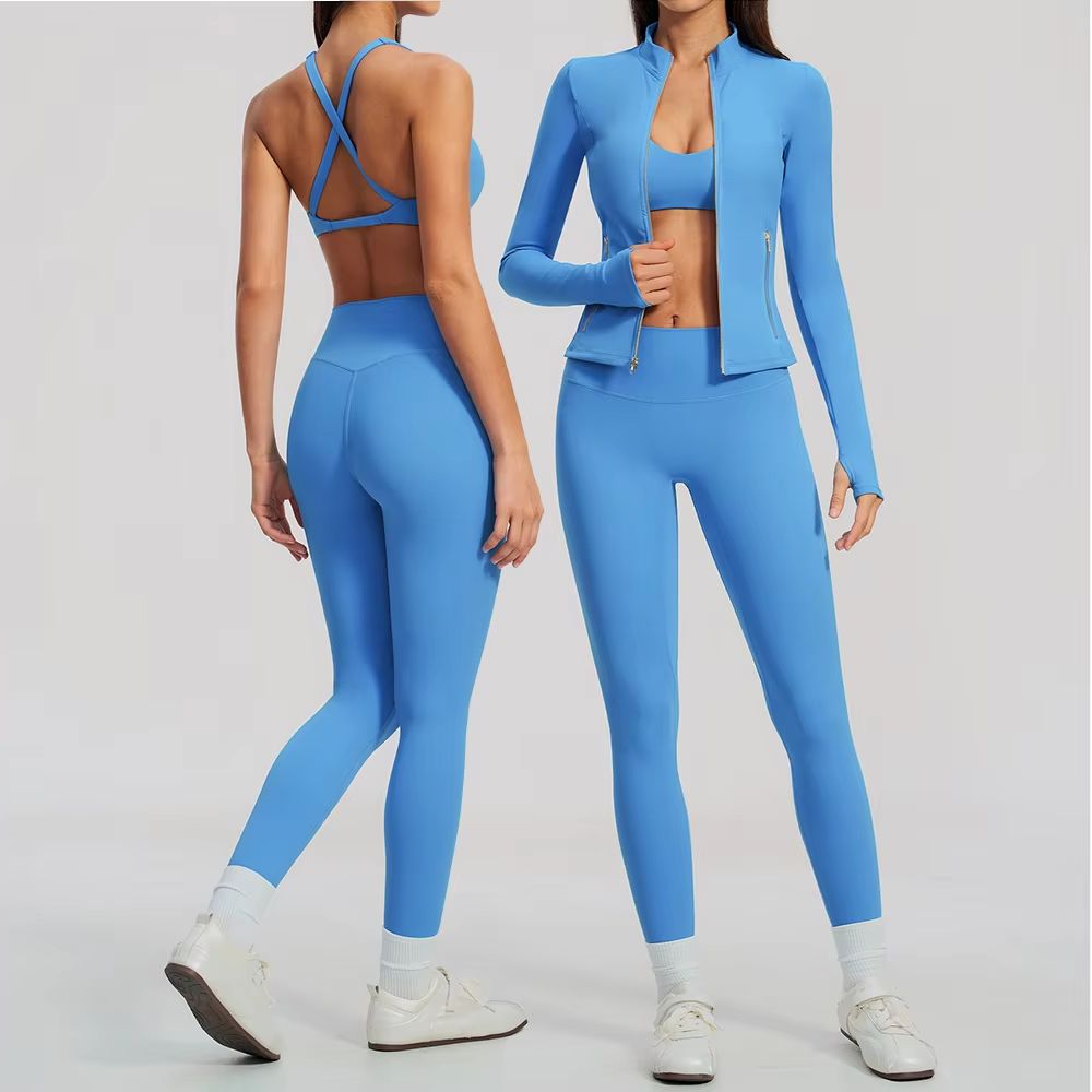 Crossfit Workout With Equipment - Dames 2/3-delige yogaset met rits, duimgaten
