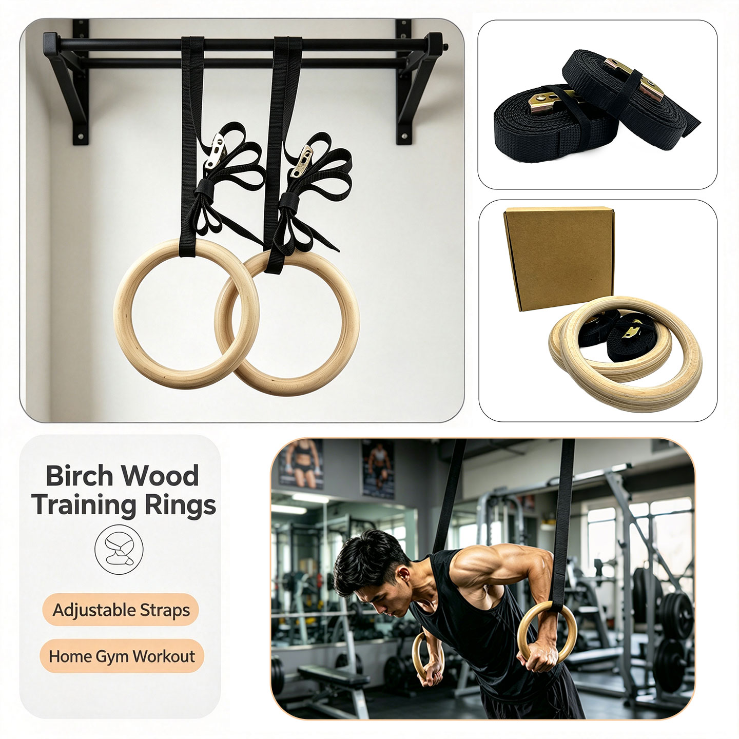 Gymnastiekringen van berkenhou - Gymnastic Ring Wood recensie en prijs